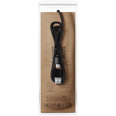 Logotrade Firmengeschenke das Foto: SCX.design C40 5-in-1 Ladekabel aus rPET mit 10W Ladepad und Leuchtlogo