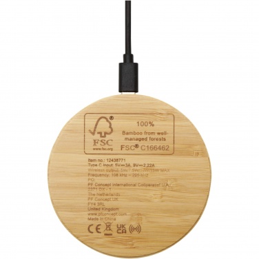 Logotrade Logogeschenke das Foto: Essence 15W kabelloses Ladepad aus Bambus
