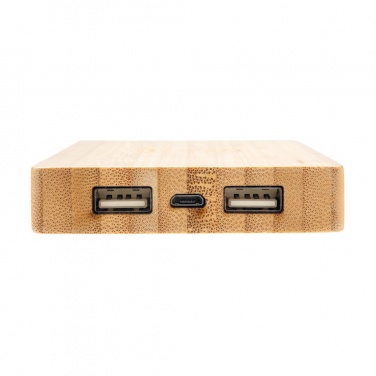 Logotrade Logogeschenke das Foto: Bambus 4.000 mAh Wireless 5W Powerbank