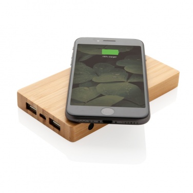 Logotrade werbemittel das Foto: Bambus 4.000 mAh Wireless 5W Powerbank