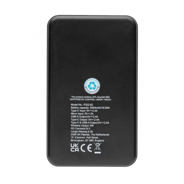 Logotrade Geschäftsgeschenke das Foto: 5.000mAh 5W Wireless Powerbank aus RCS recyceltem Kunststoff