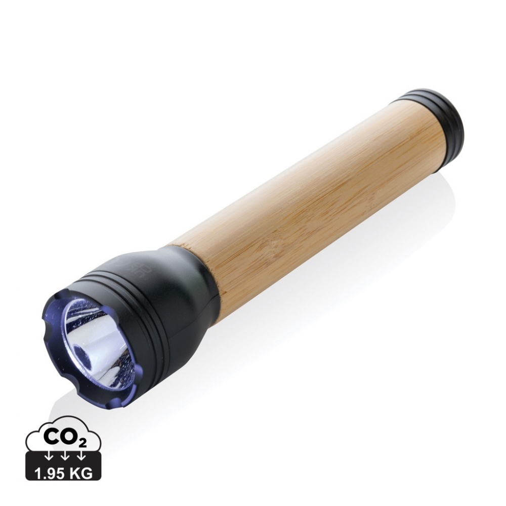 Logotrade Firmengeschenke das Foto: Lucid 5W Taschenlampe aus RCS recyceltem Kunststoff & Bambus