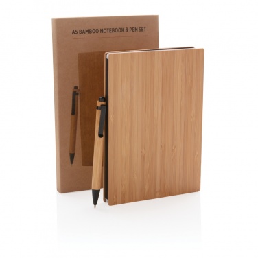 Logotrade Werbeartikel das Foto: A5 Bambus Notizbuch & Stift