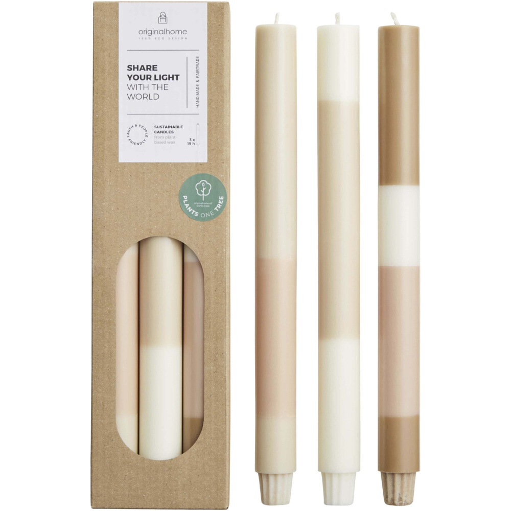 Logotrade Firmengeschenke das Foto: Originalhome Kerzen im Streifendesign – 3er-Set
