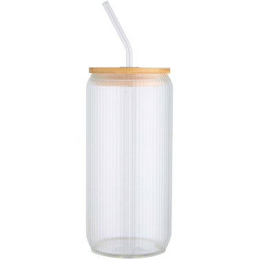 Logotrade Logogeschenke das Foto: Mirage 500 ml einwandiges Glas aus Borosilikatglas mit Bambusdeckel