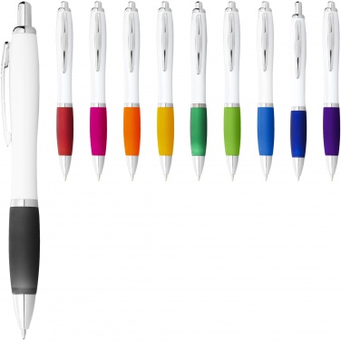 Logo trade promotional gift photo of: Nash ballpoint pen with white barrel and coloured grip