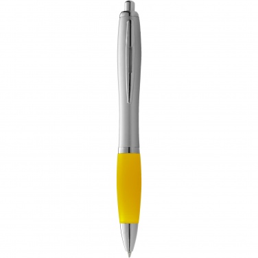 Logo trade promotional item photo of: Nash ballpoint pen silver barrel and coloured grip