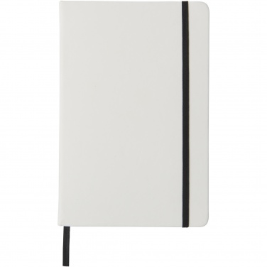 Logo trade promotional items image of: Spectrum A5 white notebook with coloured strap