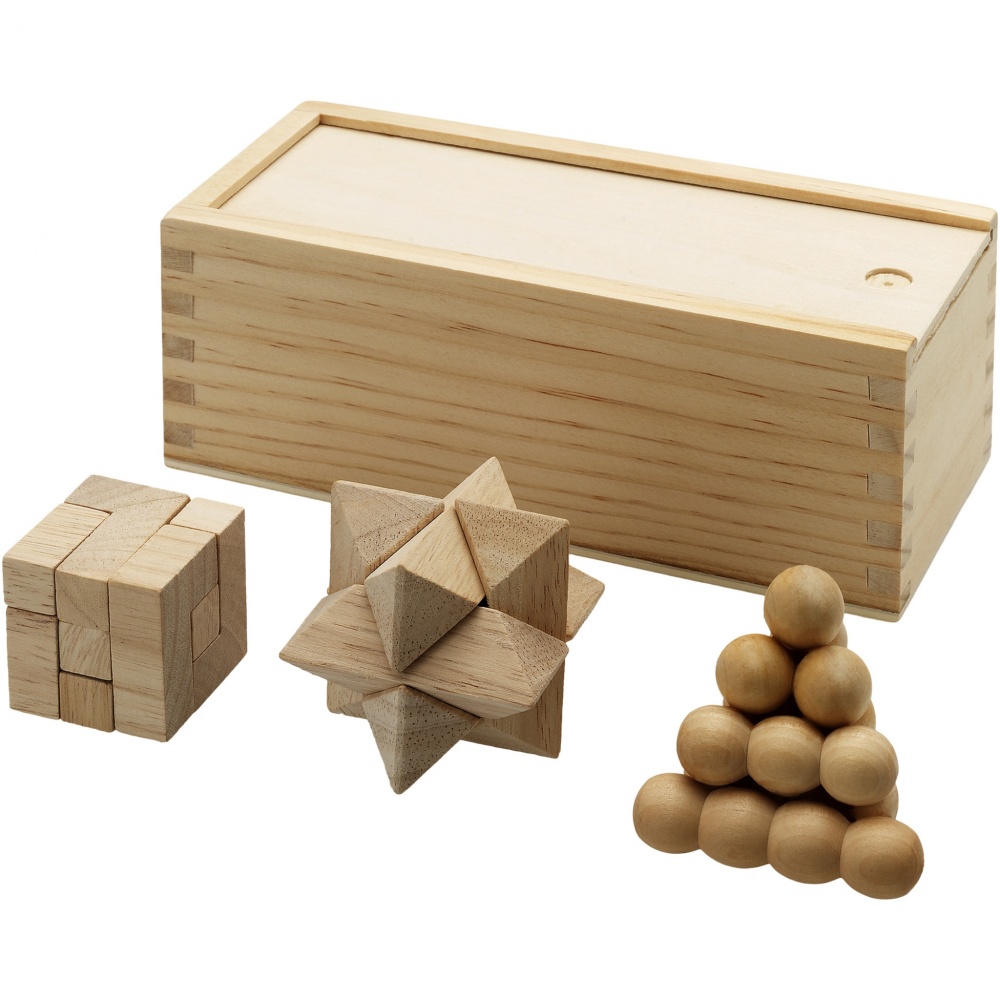 Logotrade corporate gifts photo of: Brainiac 3-piece wooden brain teaser set