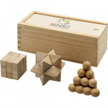 Logo trade corporate gift photo of: Brainiac 3-piece wooden brain teaser set