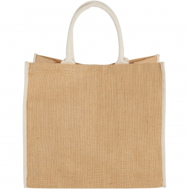 Logo trade corporate gifts picture of: Harry coloured edge jute tote bag 25L