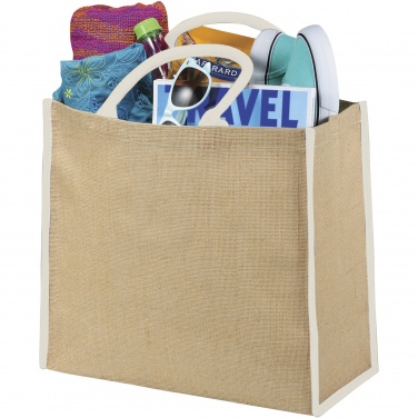 Logo trade corporate gifts picture of: Harry coloured edge jute tote bag 25L