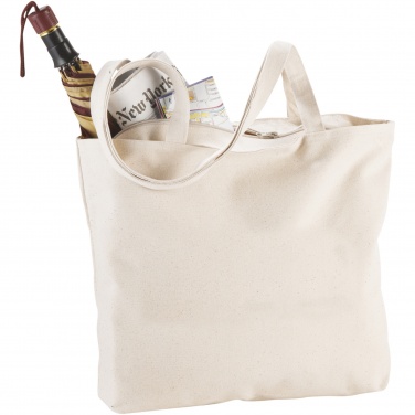 Logotrade advertising product image of: Ningbo 320 g/m² zippered cotton tote bag 15L
