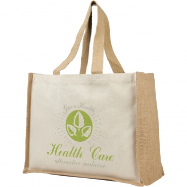 Logo trade advertising products image of: Varai 320 g/m² canvas and jute shopping tote bag 23L