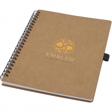Logo trade promotional product photo of: Cobble A5 wire-o recycled cardboard notebook with stone paper