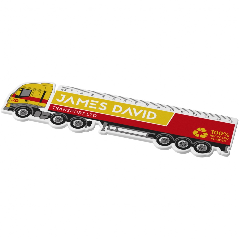 Logo trade corporate gifts picture of: Tait 15 cm lorry-shaped recycled plastic ruler