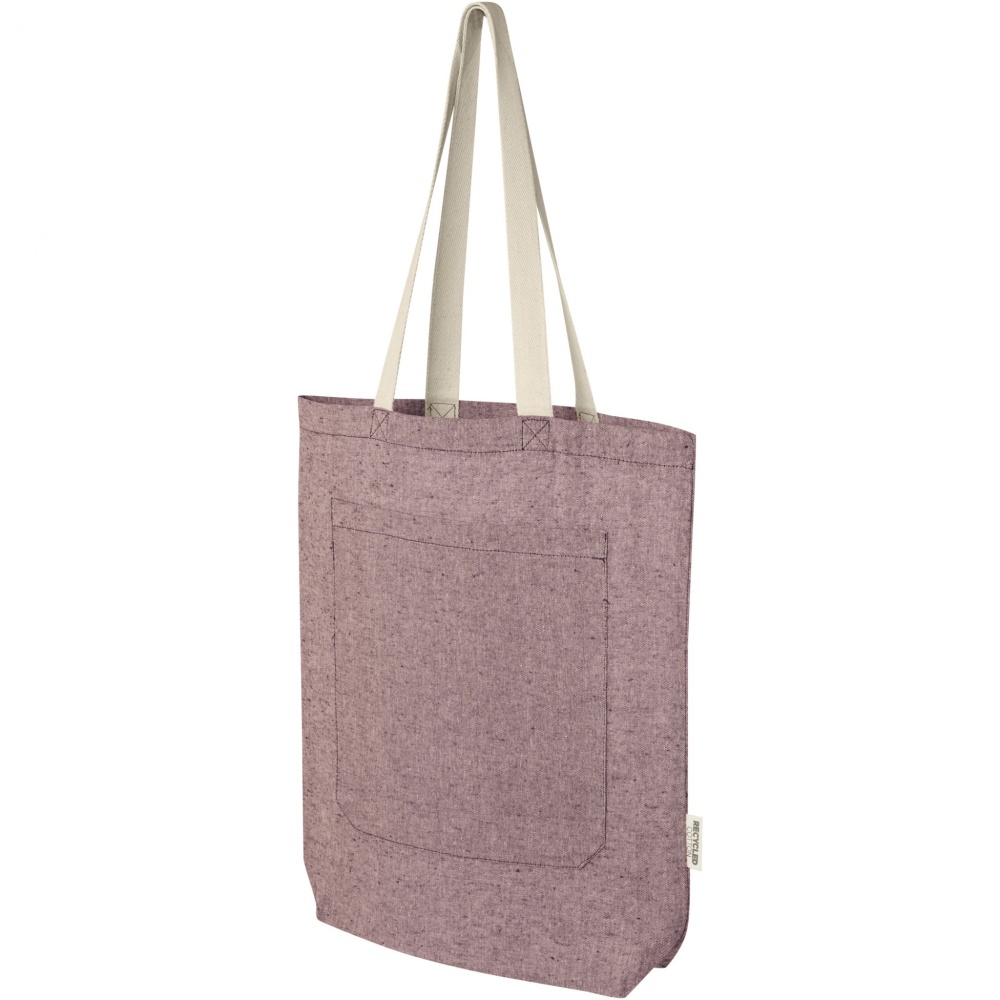 Logo trade promotional merchandise picture of: Pheebs 150 g/m² recycled cotton tote bag with front pocket 9L