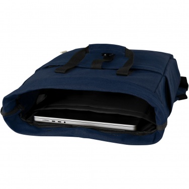 Logo trade corporate gifts image of: Joey 15” GRS recycled canvas rolltop laptop backpack 15L