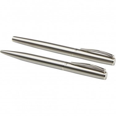 Logotrade promotional item image of: Didimis recycled stainless steel ballpoint and rollerball pen set
