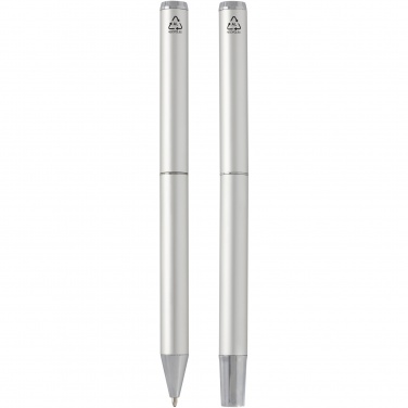 Logotrade business gifts photo of: Lucetto recycled aluminium ballpoint and rollerball pen gift set