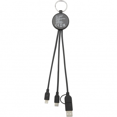 Logo trade promotional items image of: Tecta 6-in-1 recycled plastic/bamboo charging cable with keyring