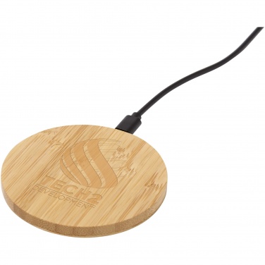 Logo trade promotional giveaways image of: Essence 15W bamboo wireless charging pad