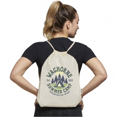 Logo trade promotional giveaways picture of: Oregon 140 g/m² GRS recycled cotton drawstring bag