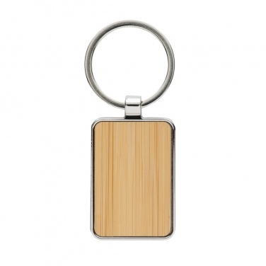 Logotrade promotional merchandise photo of: RCS recycled zinc alloy rectangle keychain with bamboo