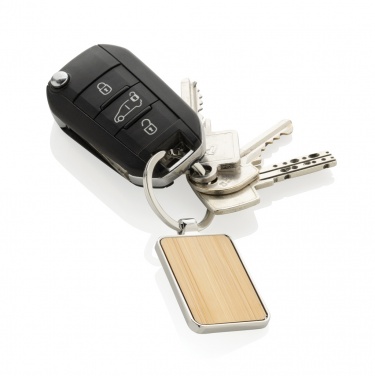 Logotrade promotional gifts photo of: RCS recycled zinc alloy rectangle keychain with bamboo