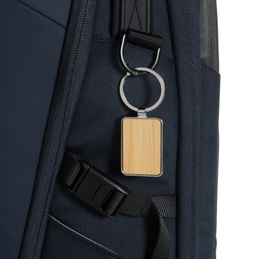 Logo trade promotional items image of: RCS recycled zinc alloy rectangle keychain with bamboo