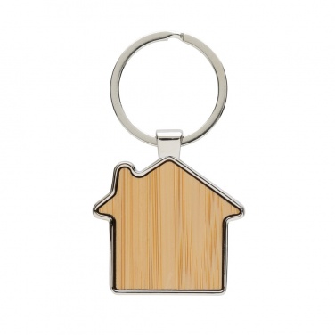 Logotrade promotional merchandise photo of: RCS recycled zinc alloy house keychain with bamboo
