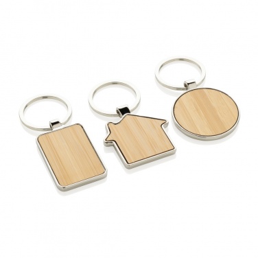 Logotrade promotional merchandise image of: RCS recycled zinc alloy house keychain with bamboo