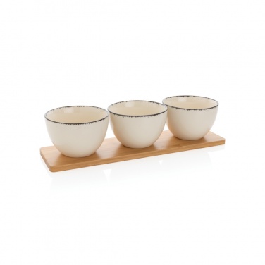 Logo trade promotional items image of: Ukiyo 3pc serving bowl set with bamboo tray
