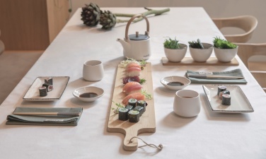 Logo trade promotional product photo of: Ukiyo 3pc serving bowl set with bamboo tray