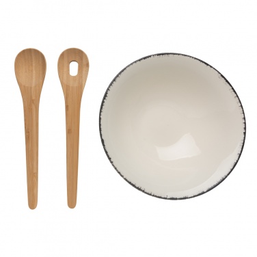 Logo trade business gifts image of: Ukiyo salad bowl with bamboo salad server