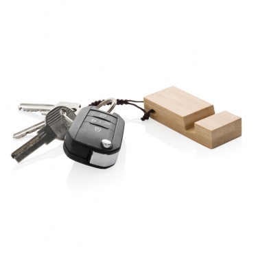 Logotrade promotional gift picture of: Standkey bamboo keychain phone stand