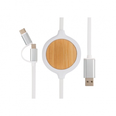 Logo trade promotional products picture of: 3-in-1 cable with 5W bamboo wireless charger