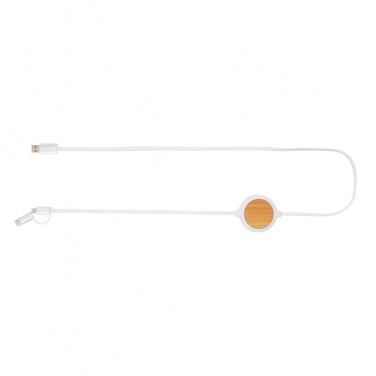 Logo trade promotional products image of: 3-in-1 cable with 5W bamboo wireless charger