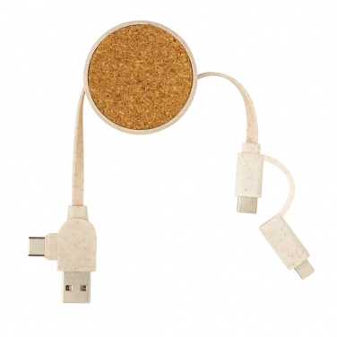 Logotrade business gifts photo of: Cork and Wheat 6-in-1 retractable cable