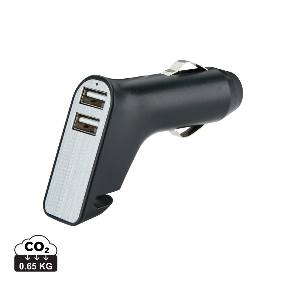 Logo trade promotional items picture of: Dual port car charger with belt cutter and hammer