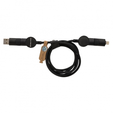 Logo trade promotional merchandise image of: Oakland RCS recycled plastic 6-in-1 fast charging 45W cable