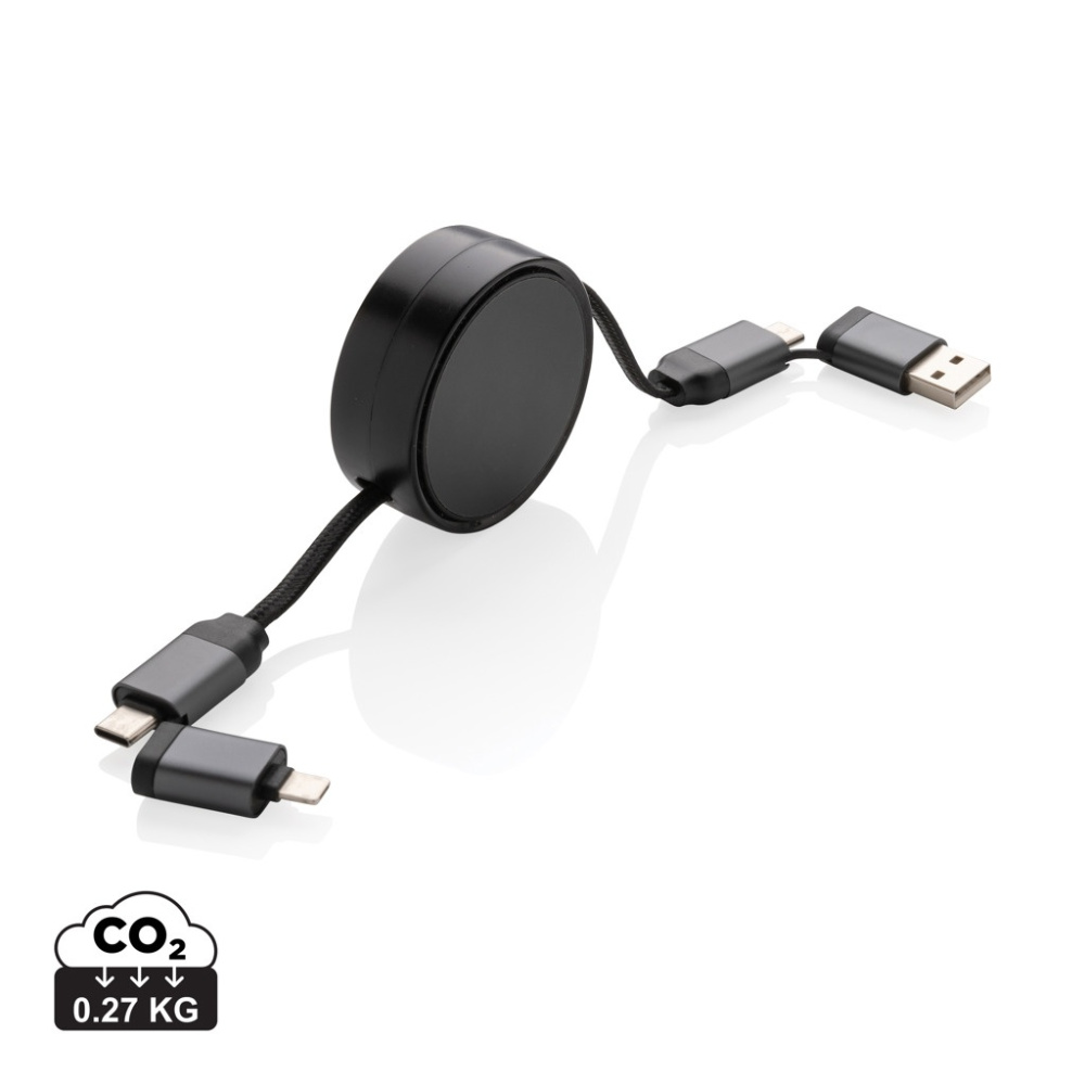 Logotrade promotional product image of: Terra RCS recycled aluminium retractable 6 in 1 cable