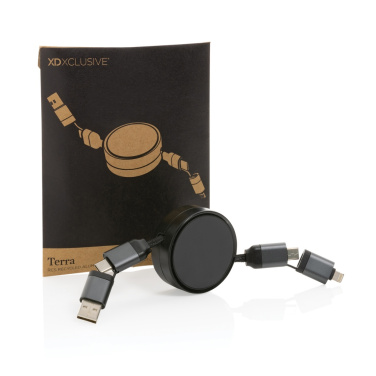 Logo trade corporate gift photo of: Terra RCS recycled aluminium retractable 6 in 1 cable