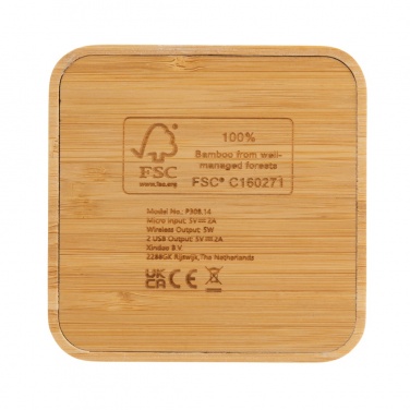 Logotrade promotional giveaway image of: Bamboo 5W wireless charger with USB
