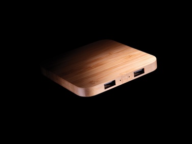 Logotrade promotional item image of: Bamboo 5W wireless charger with USB
