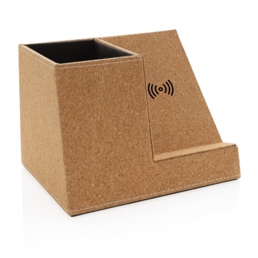 Logotrade advertising products photo of: Cork pen holder and 5W wireless charger