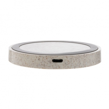 Logo trade advertising products image of: Wheat Straw 5W round wireless charging pad