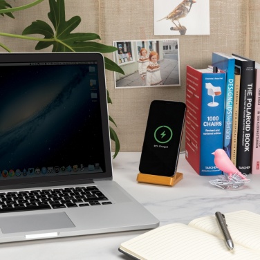 Logotrade promotional gift picture of: Bamboo 5W wireless charging stand