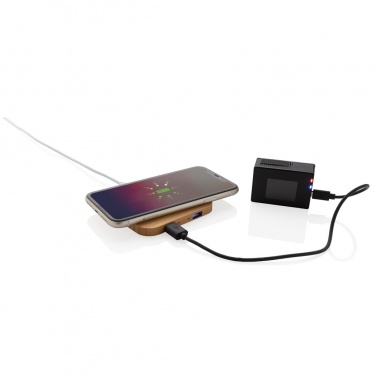 Logo trade advertising product photo of: Bamboo 10W wireless charger with USB