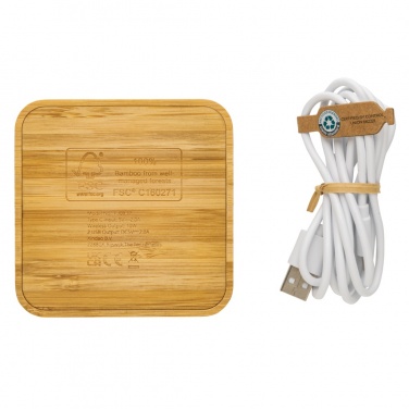 Logotrade corporate gifts photo of: Bamboo 10W wireless charger with USB